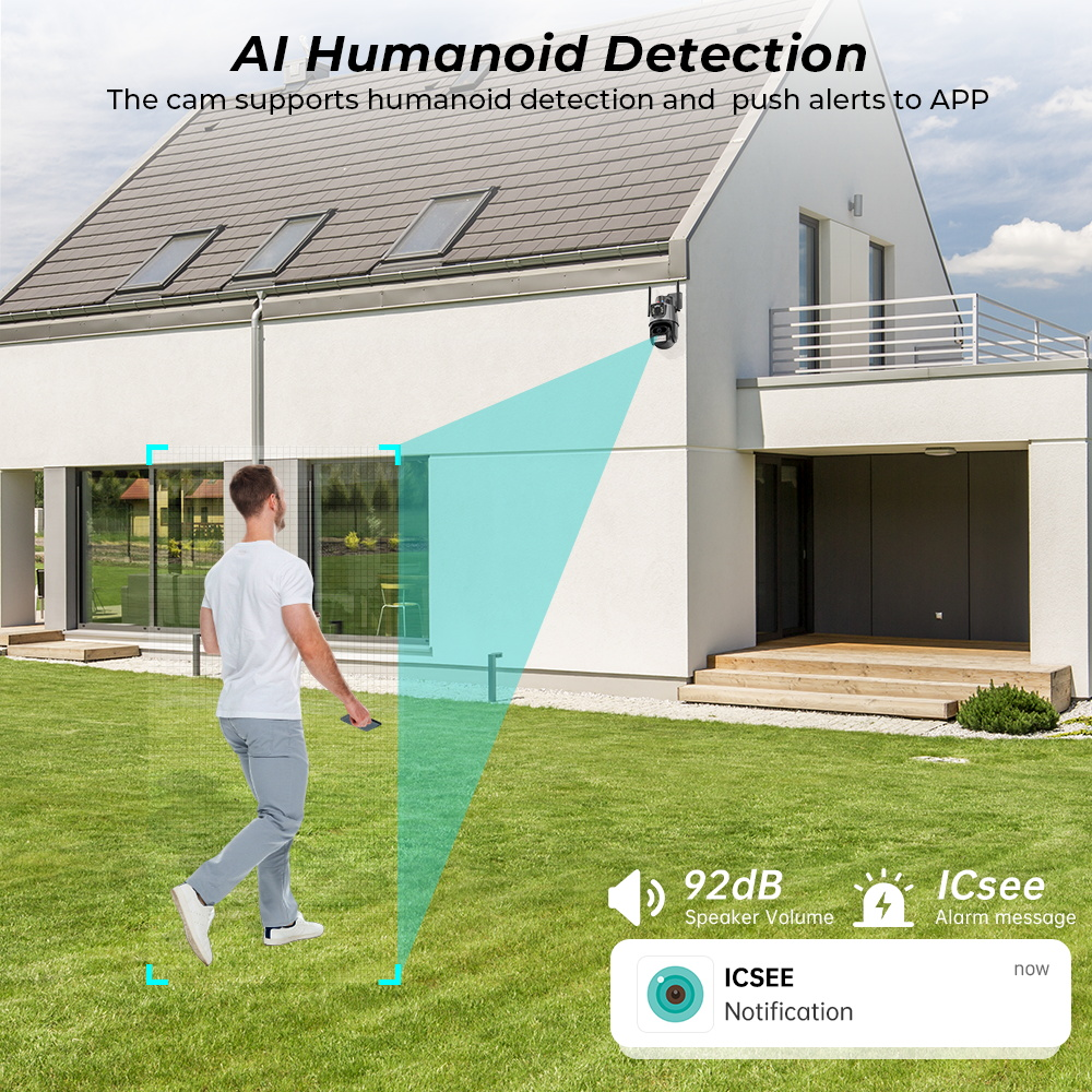 📹 Cámara de Seguridad PTZ Doble Lente: Tu guardián inteligente con visión 360° y protección total día y noche